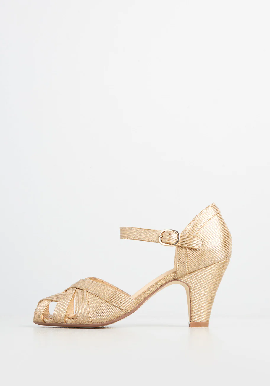 Spinning Gold Ankle Strap Heel