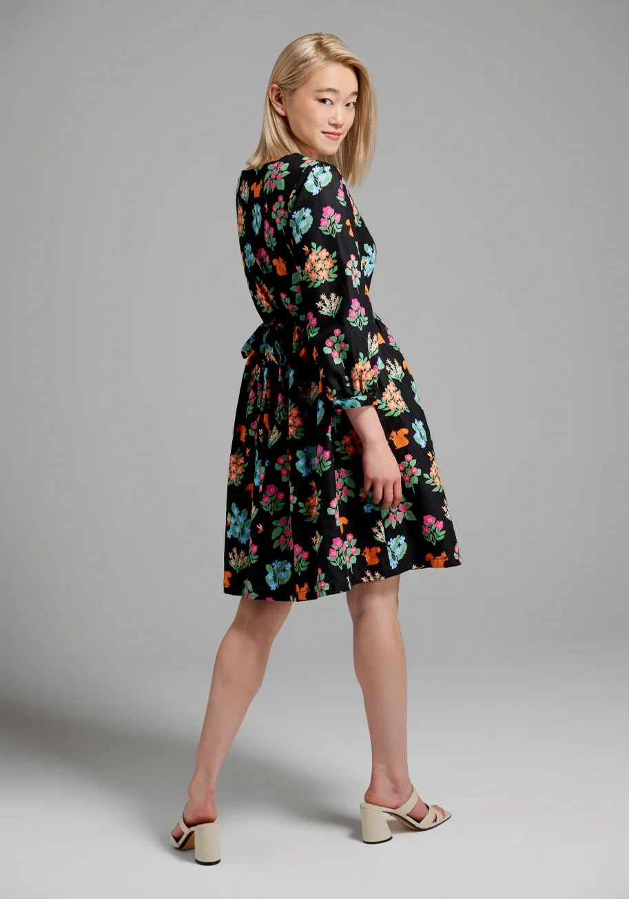 Flower Squirrel Shirt Dress