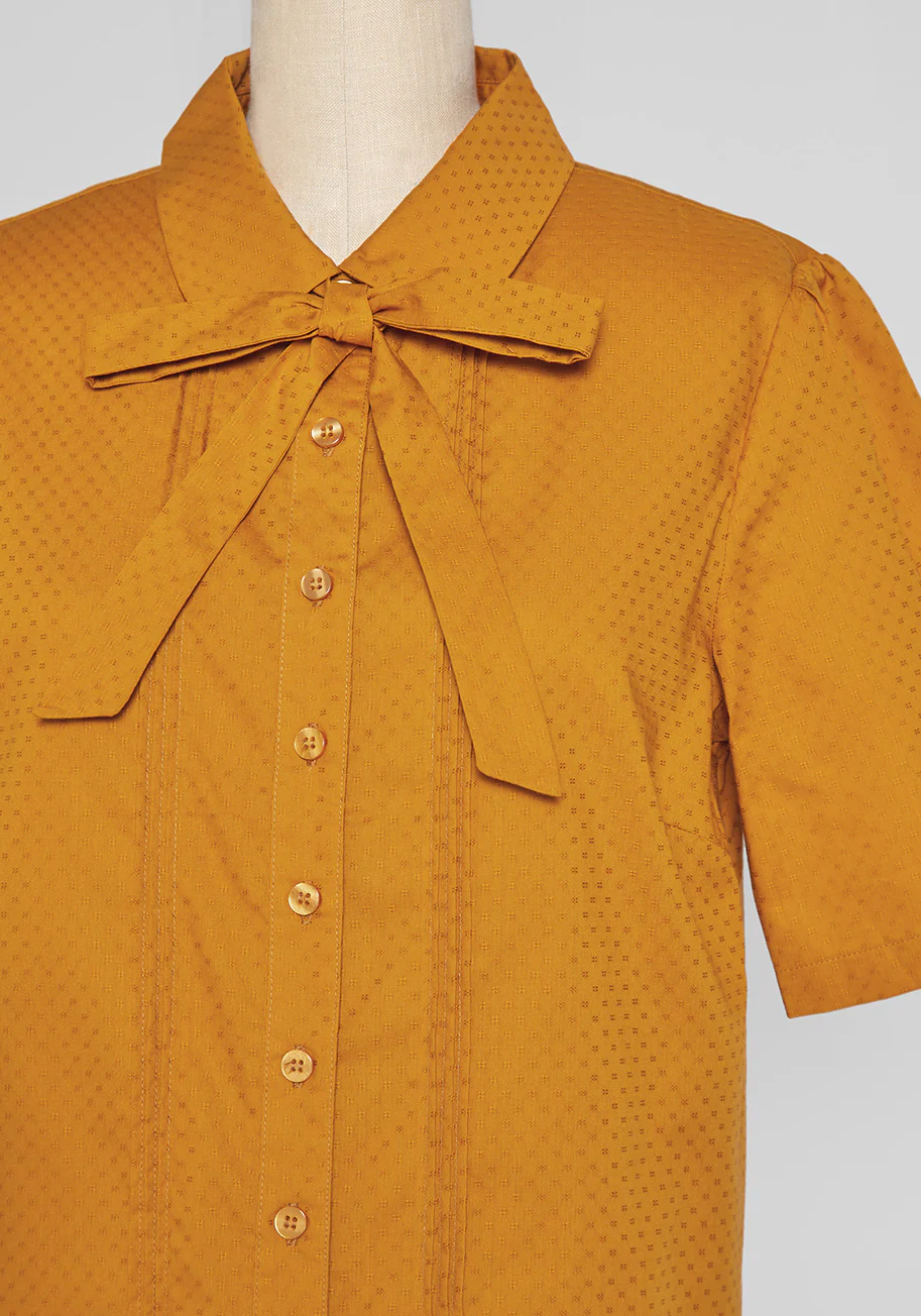 Merry Times in Marigold Tie-Neck Blouse