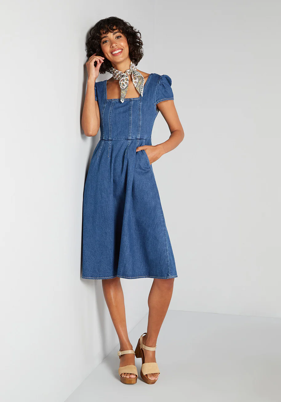 Days in the Countryside Denim Midi Dress