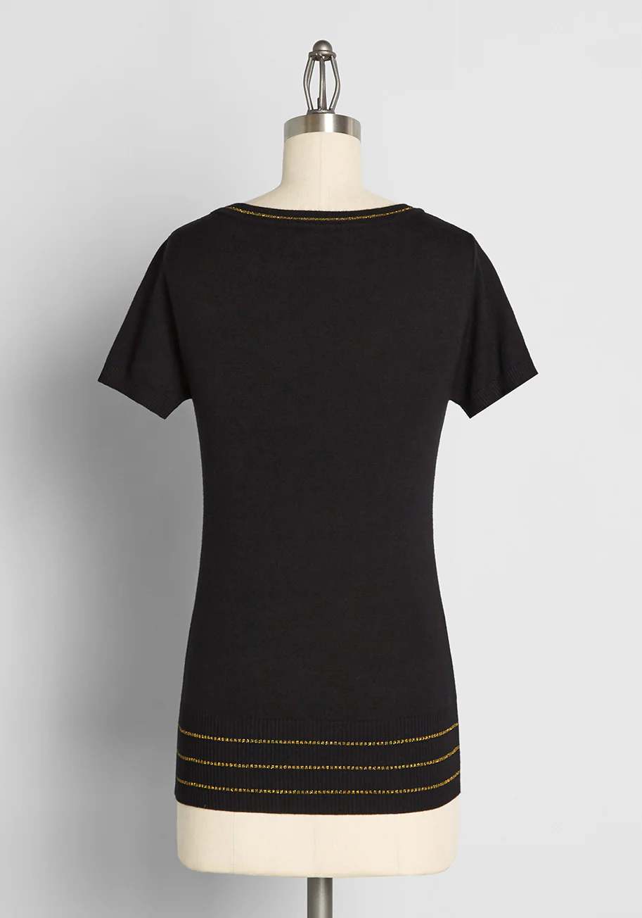 Dinosaur Dynamo Embroidered Short Sleeve Sweater