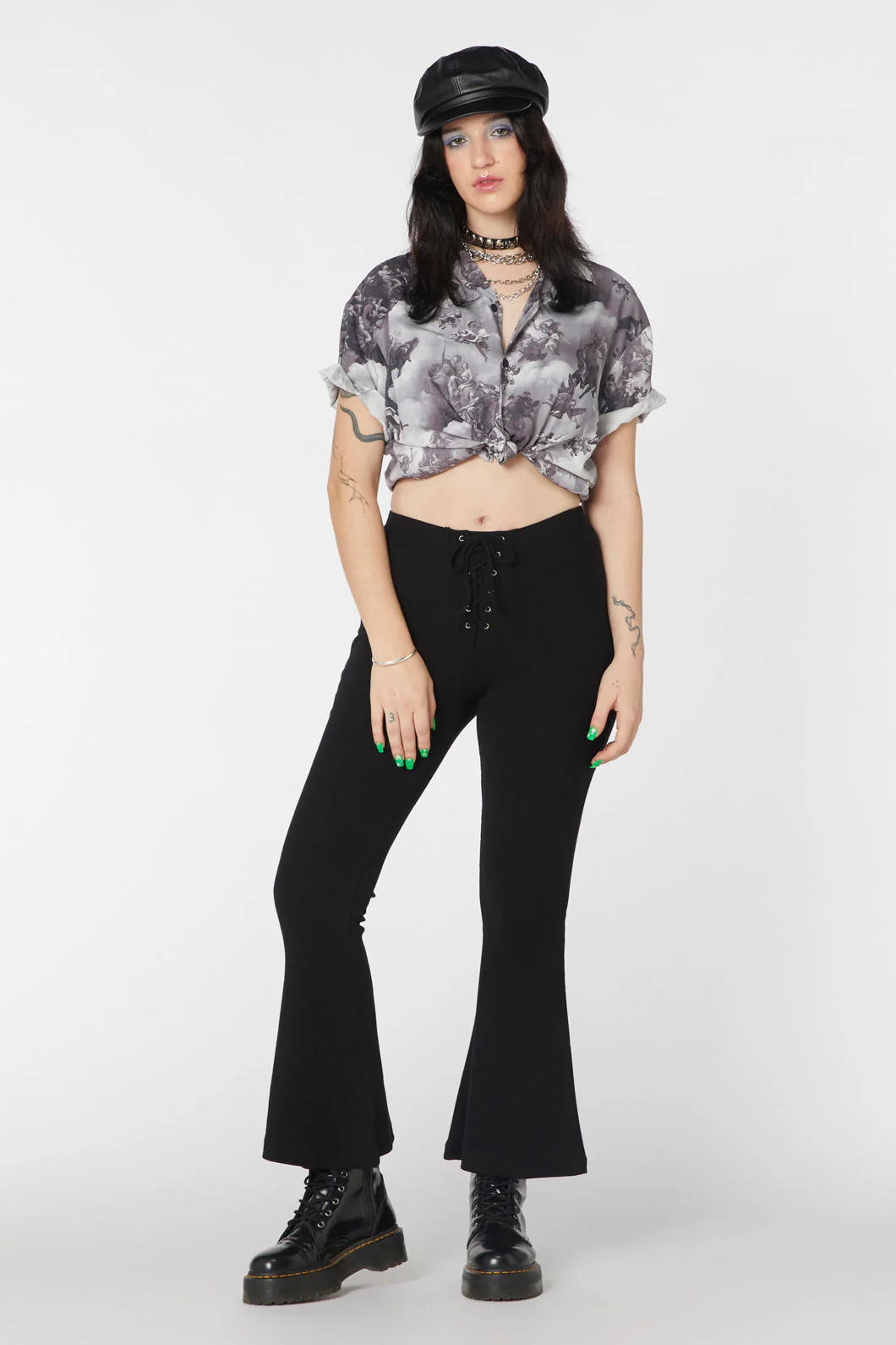 90's Lacing Flare Rib Pant