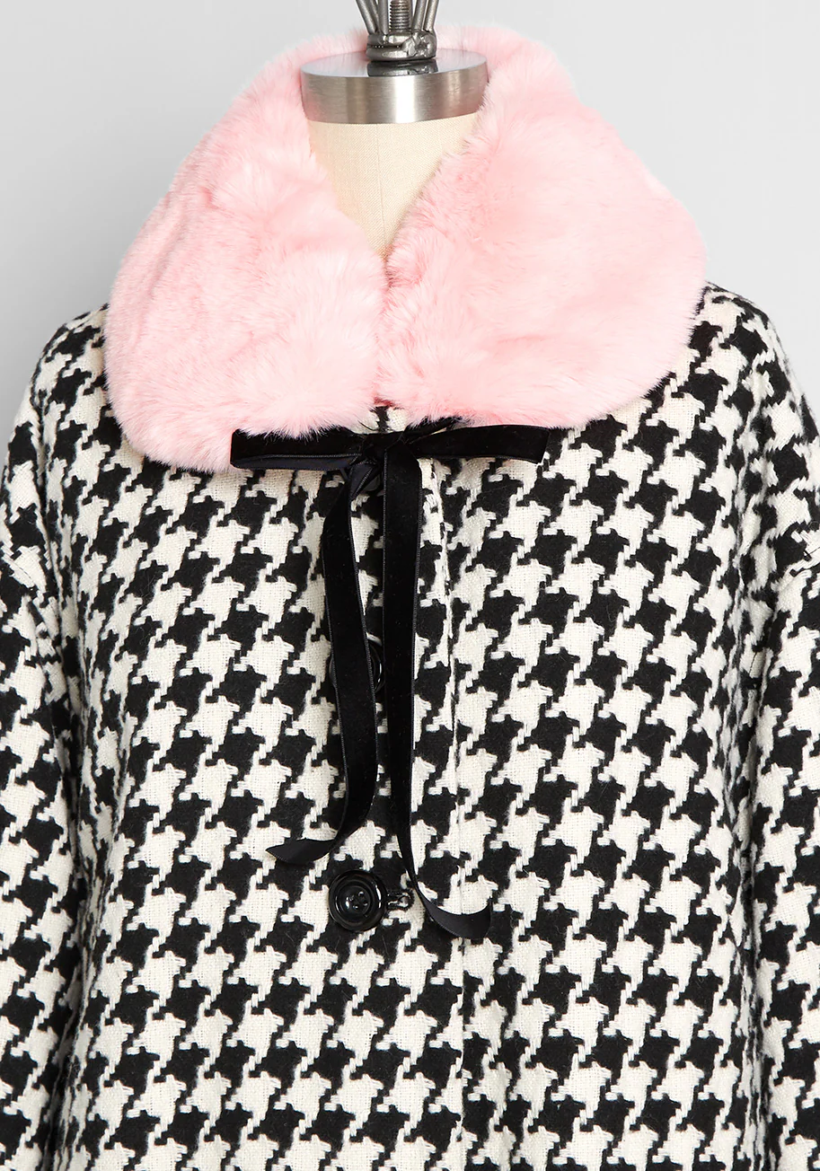 Retro Ice Rink Rendevouz Faux Fur Collared Coat