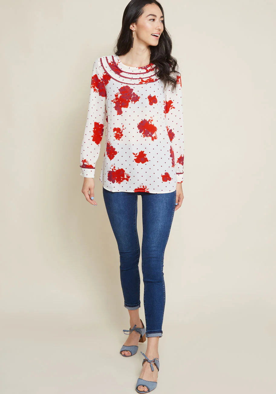 Retro Refresh Long Sleeve Top in Print Mix