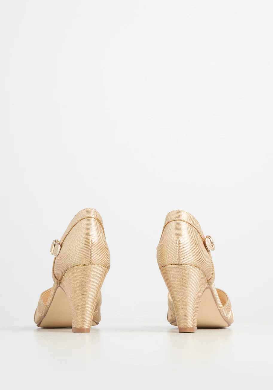 Spinning Gold Ankle Strap Heel