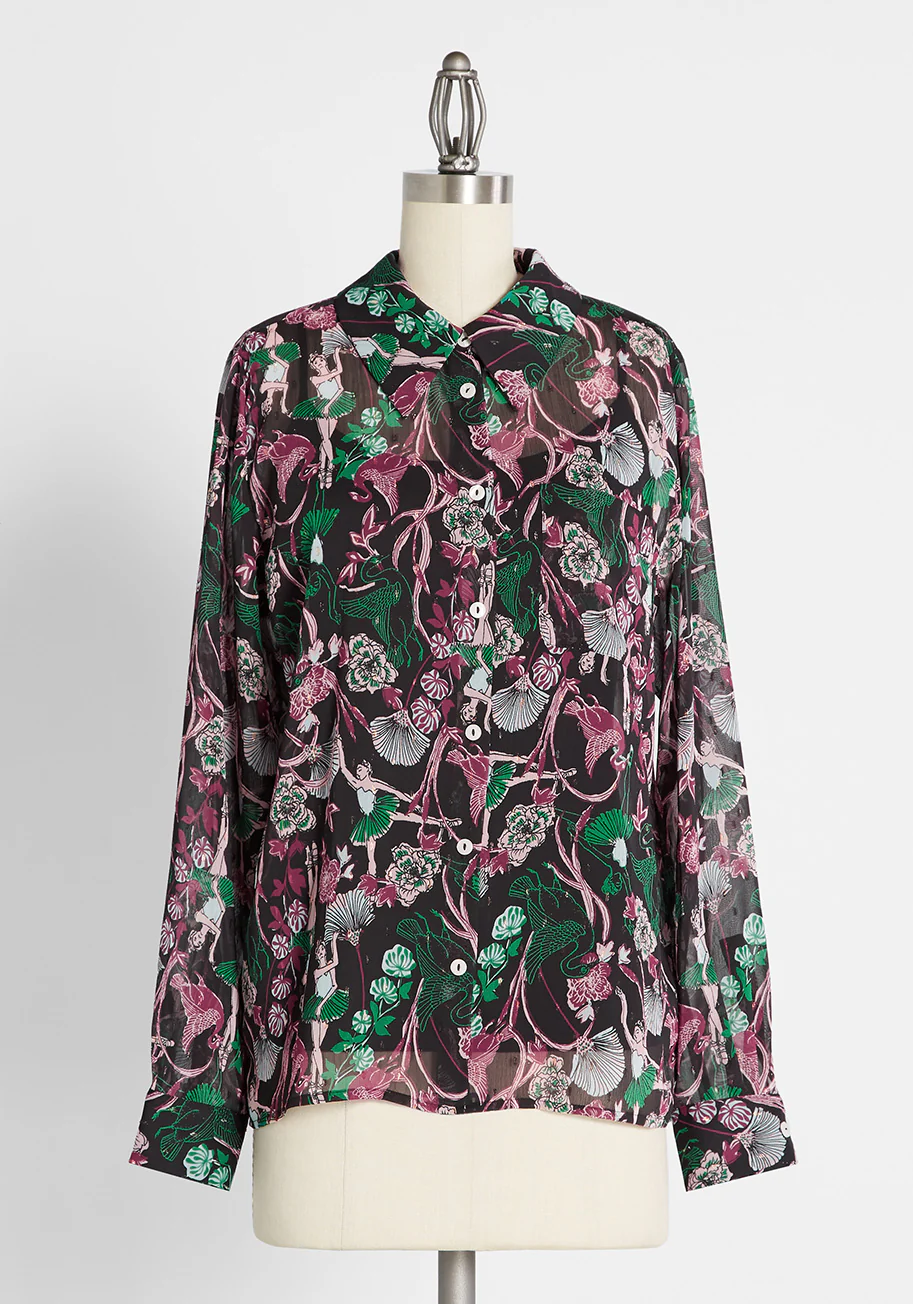Swan Lake Soiree Button-Up Shirt