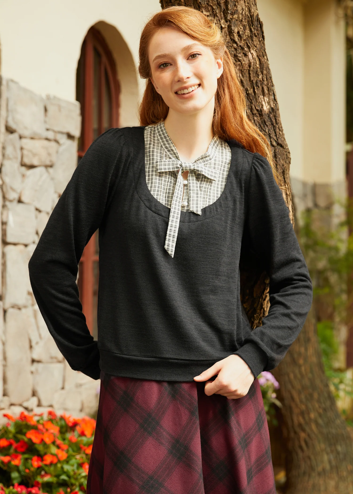 Flow & Function Tie Neck Long Sleeve Top