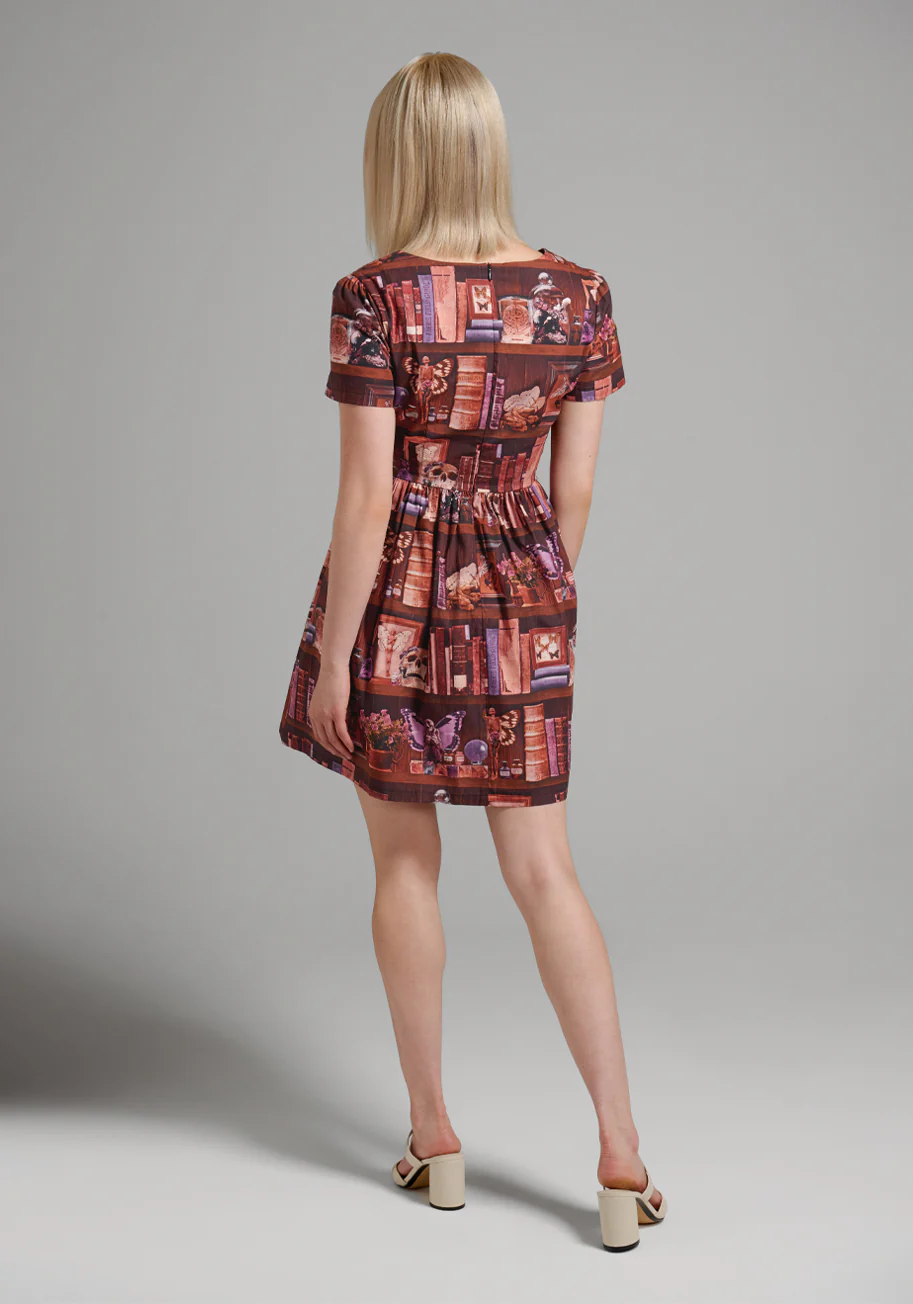 Shadows and Bookshelves Skater Dress
