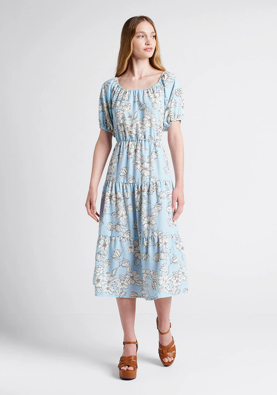 Bloom Wildly Tiered Midi Dress