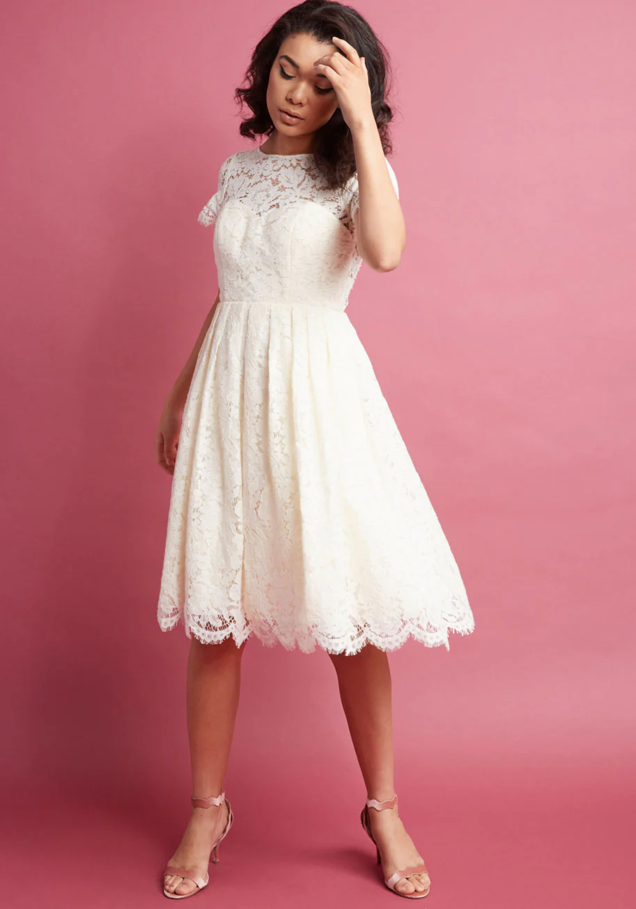 Jenny Yoo Wear and Wow Fit and Flare Dress in Ivory