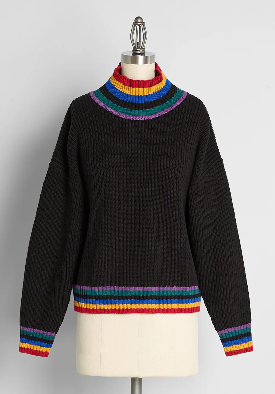 Coloring Between The Lines Mock Neck Sweater
