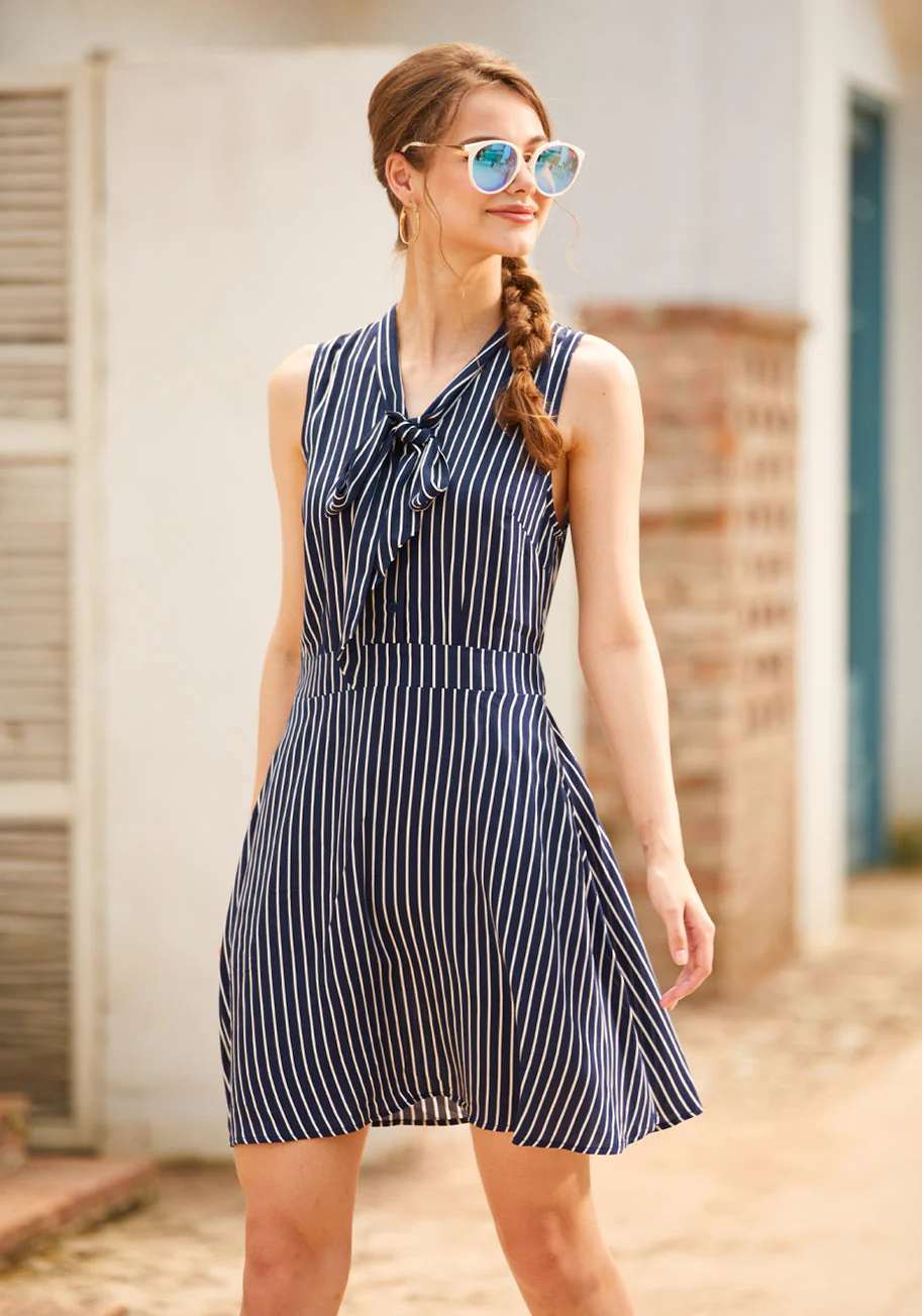 Bliss In a Swish Tie-Neck Dress