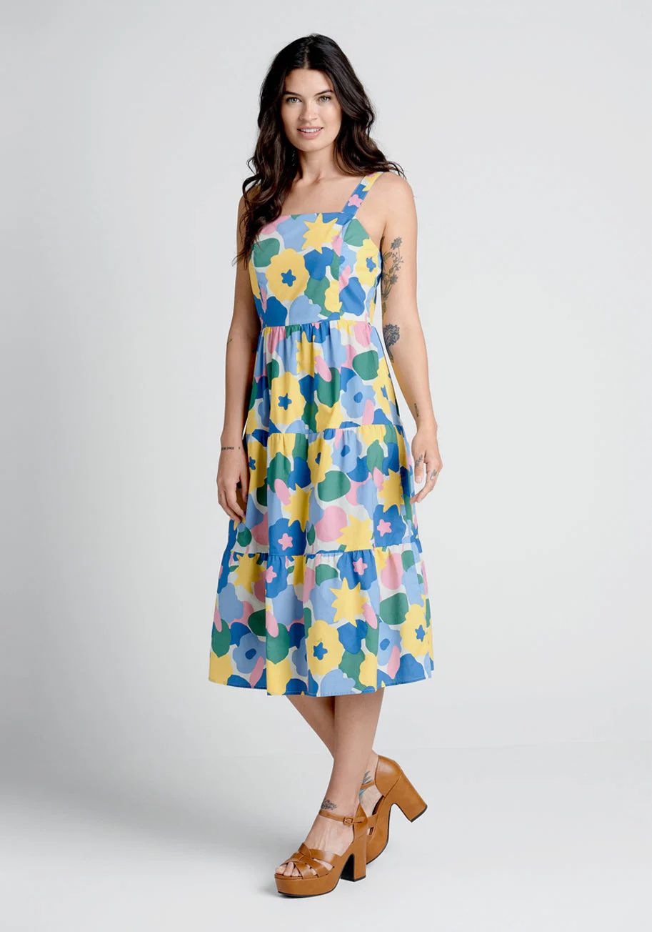 Blossoms In The Breeze Tiered Midi Dress