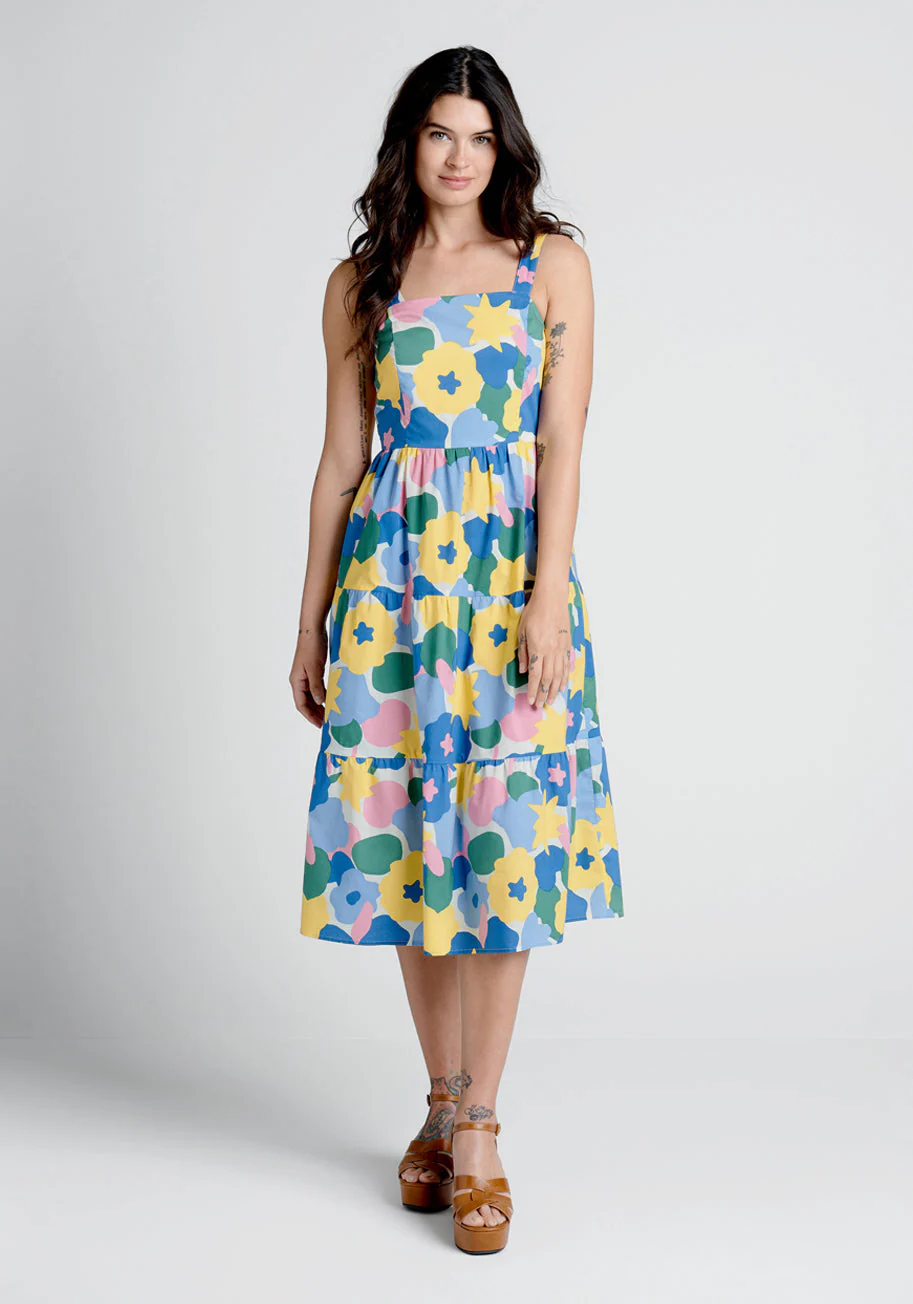 Blossoms In The Breeze Tiered Midi Dress