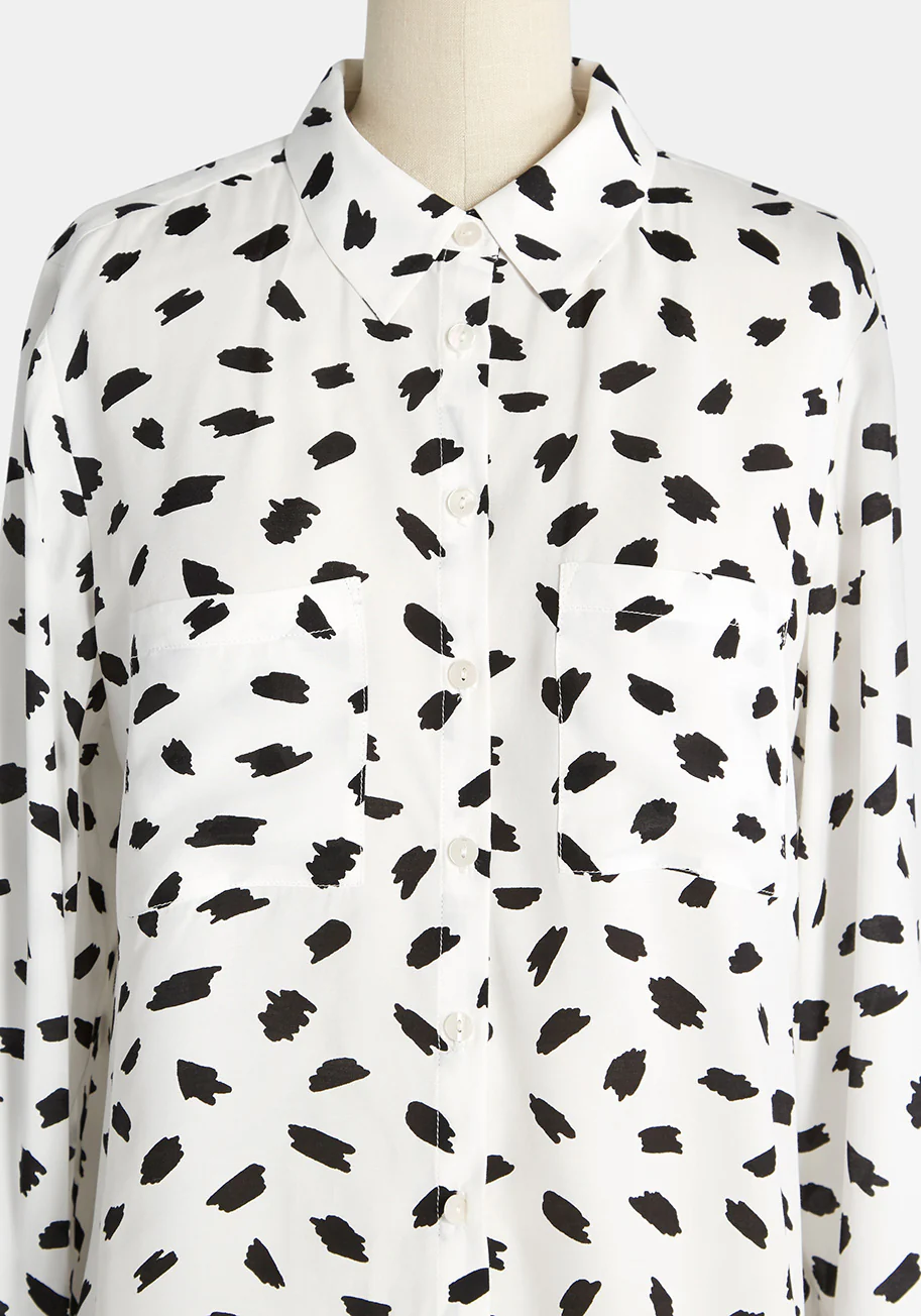 Stroked On Spots Button-Up Top