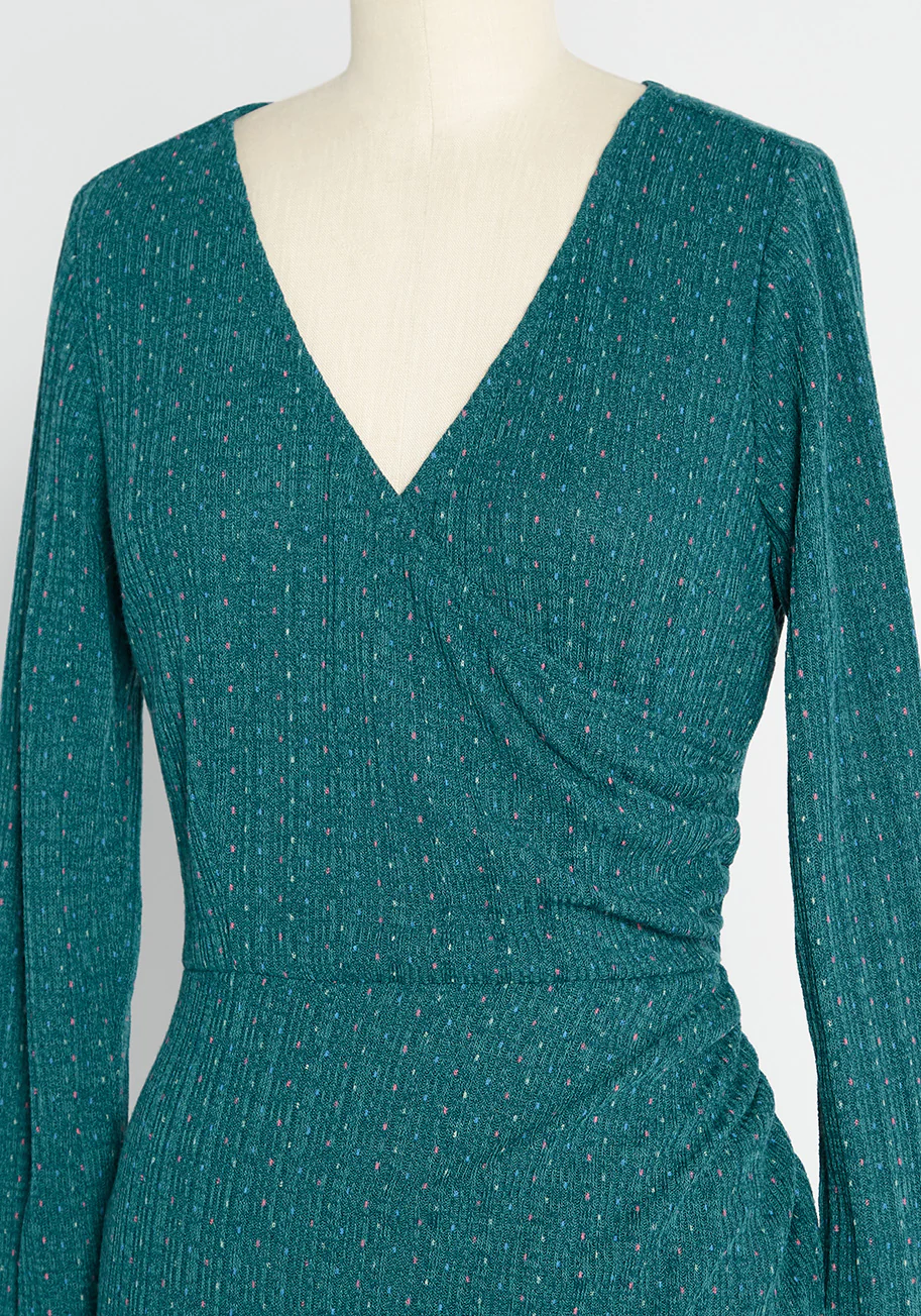 Knit on the Town Faux-Wrap Dress