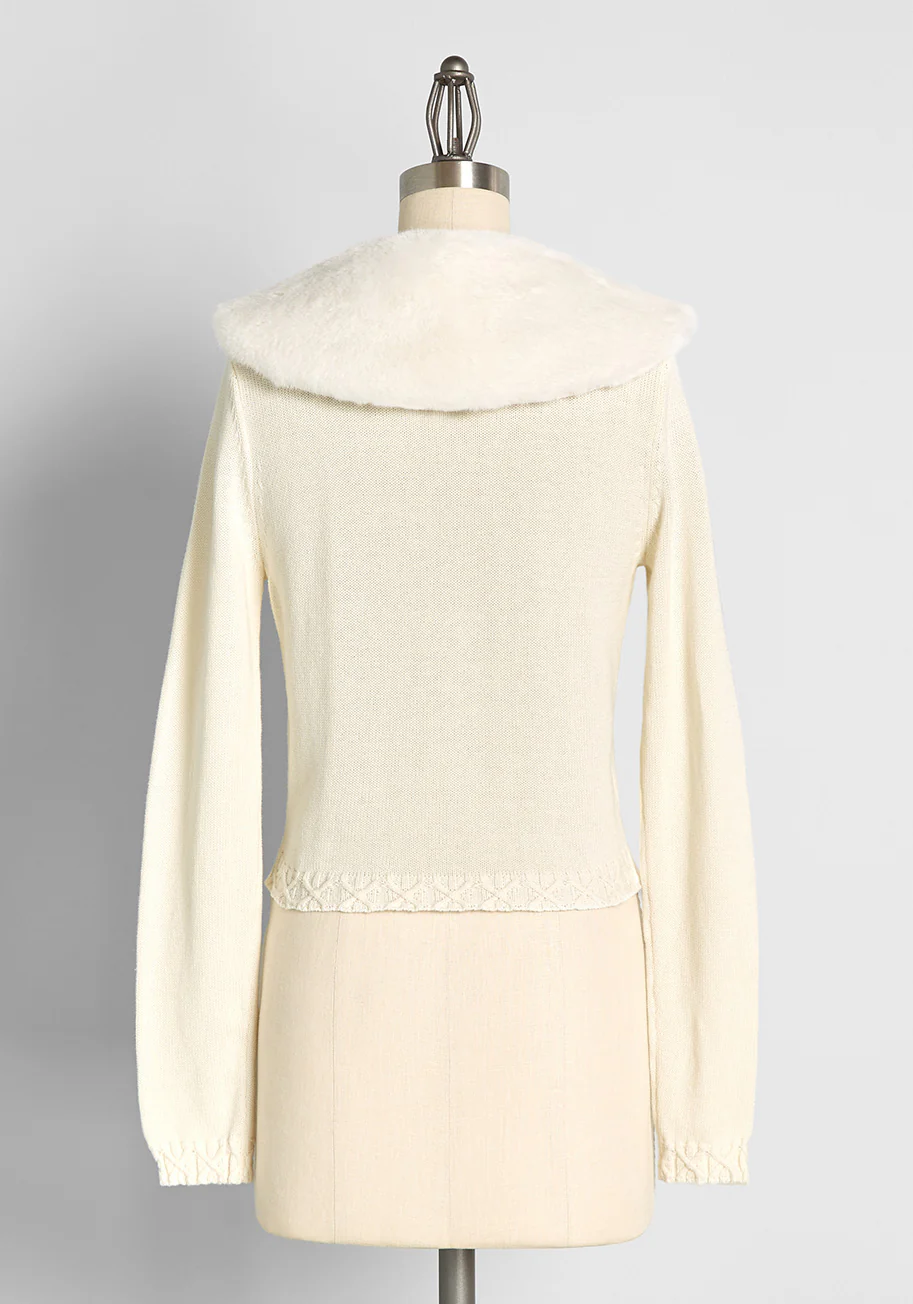 Snow Princess Faux-Fur Trim Cardigan