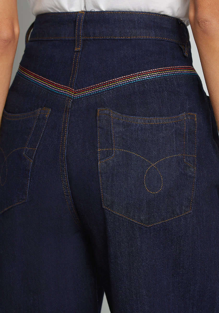 Rainbow In Tow Embroidered Jeans