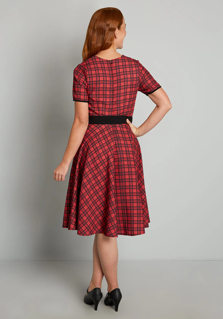 Love You Like Plaid Swing Dress
