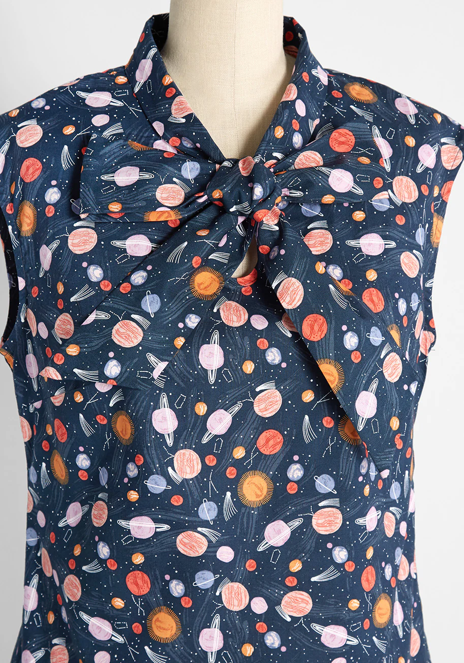 Always In Orbit Tie-Neck Top