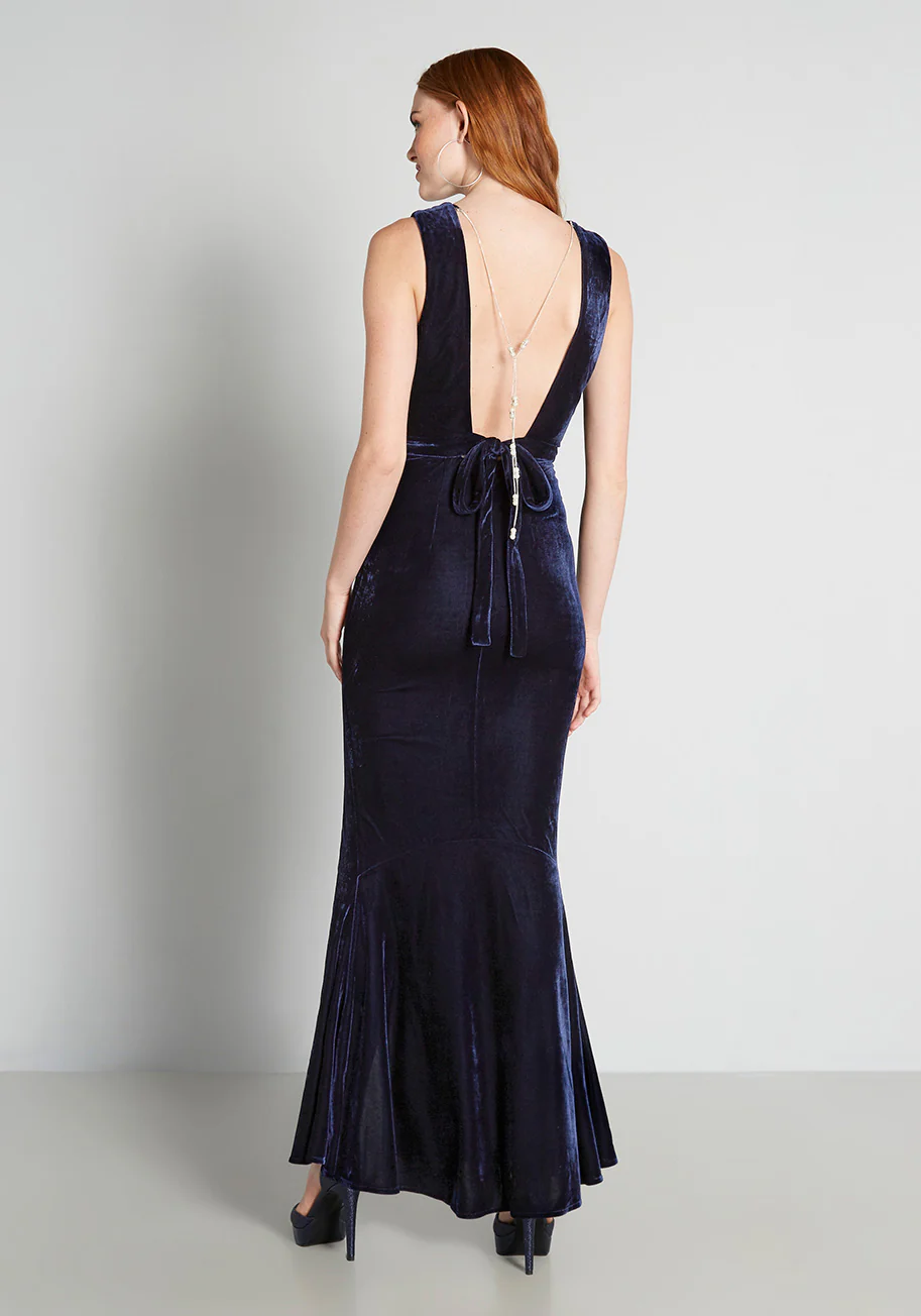 ModCloth x Collectif I Still Can See Blue Velvet Maxi Dress