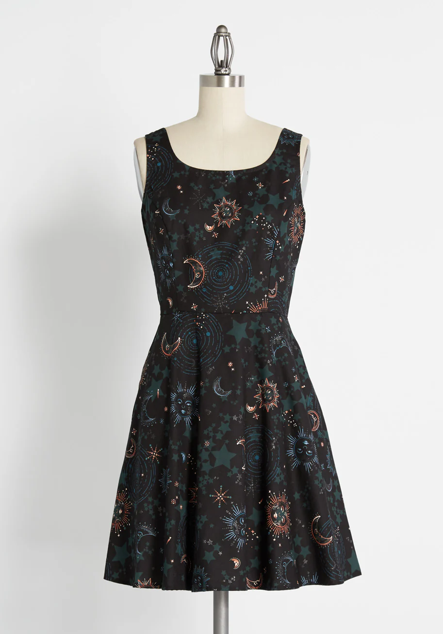 Celestial Swirl Skater Dress