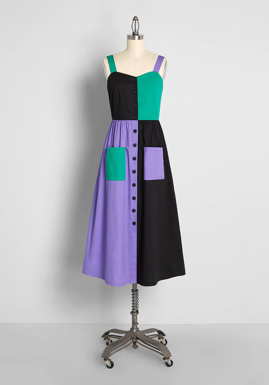 Retro Block Party Midi Dress