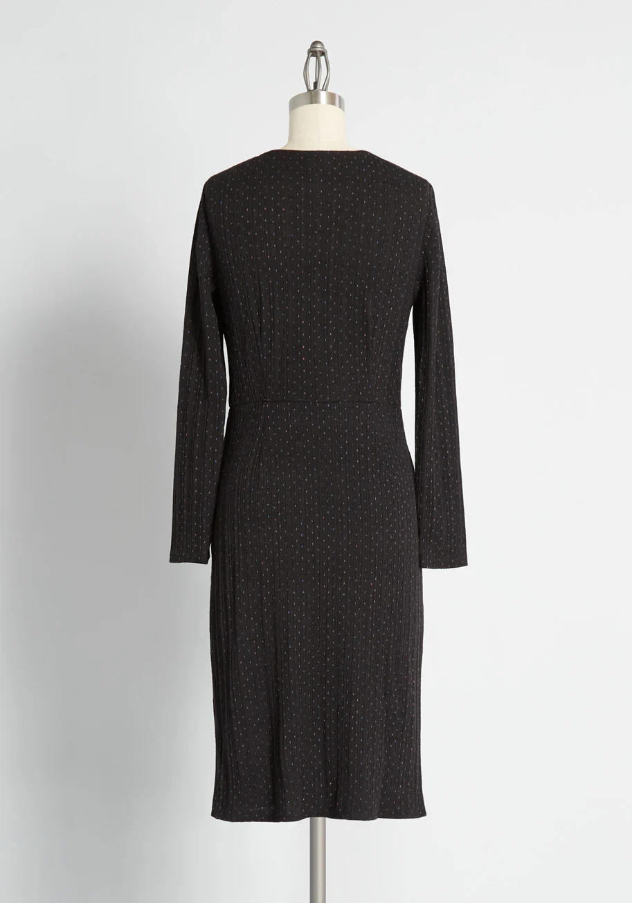 Knit on the Town Faux-Wrap Dress