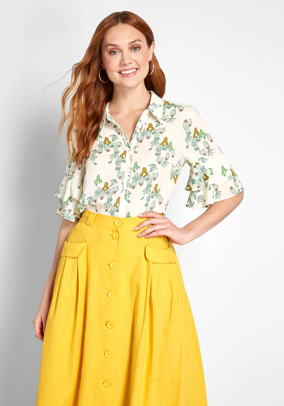 Ruffle and Ready Button-Up Top