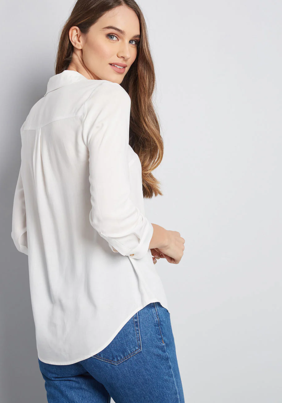 Adorably Embroidered Button-Up Top