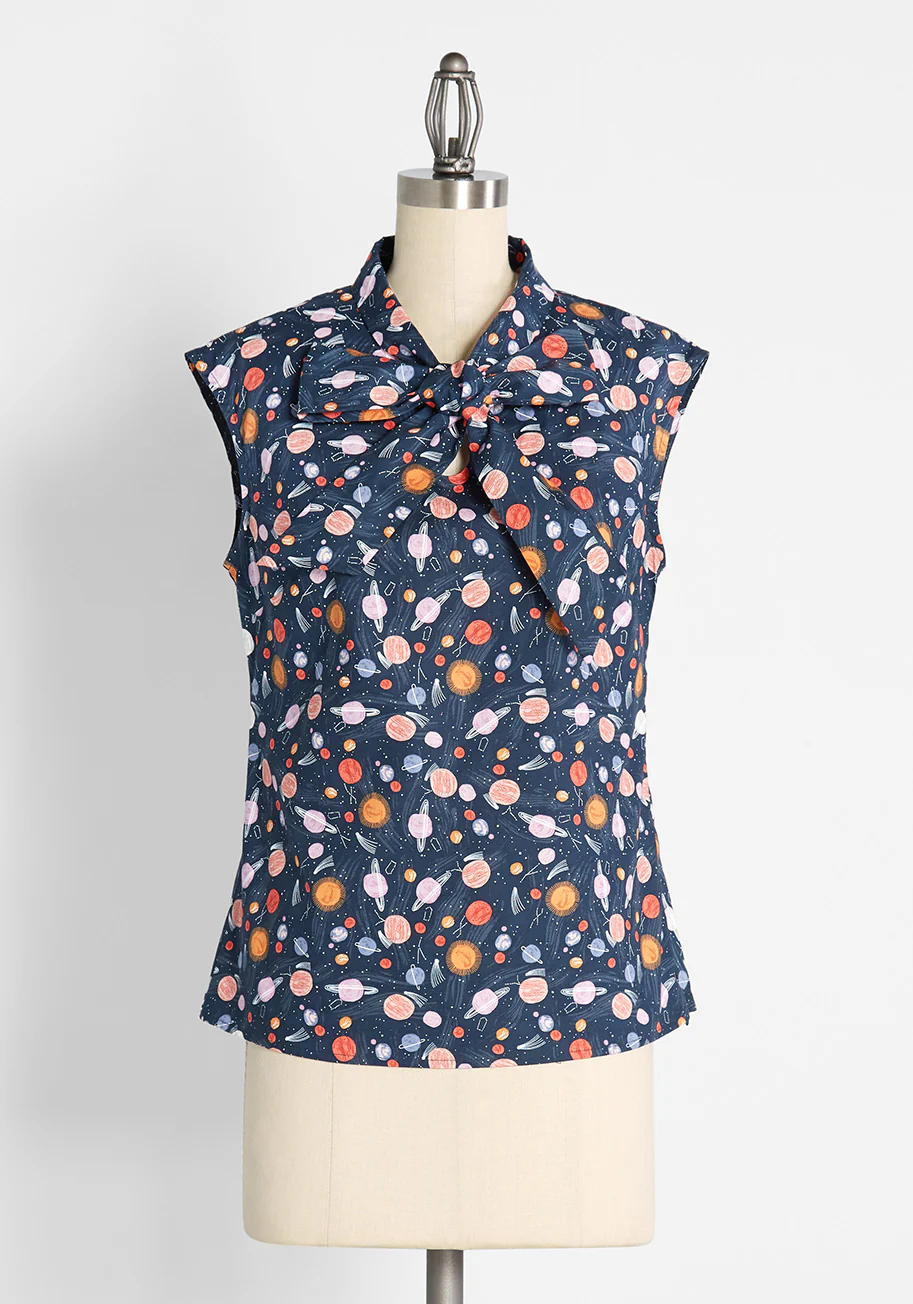 Always In Orbit Tie-Neck Top