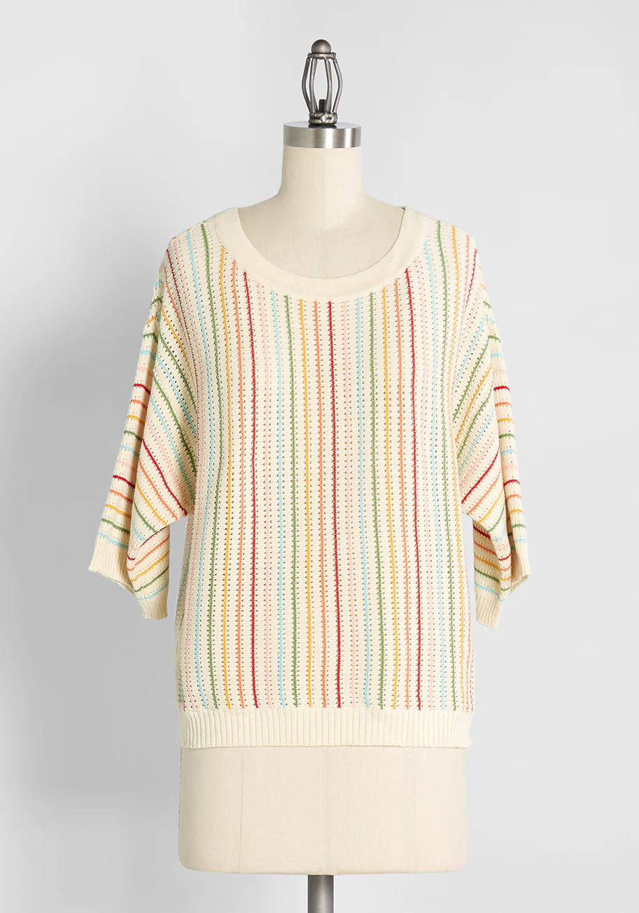 Close Knit In Rainbows Crochet Sweater Rainbow Stripe