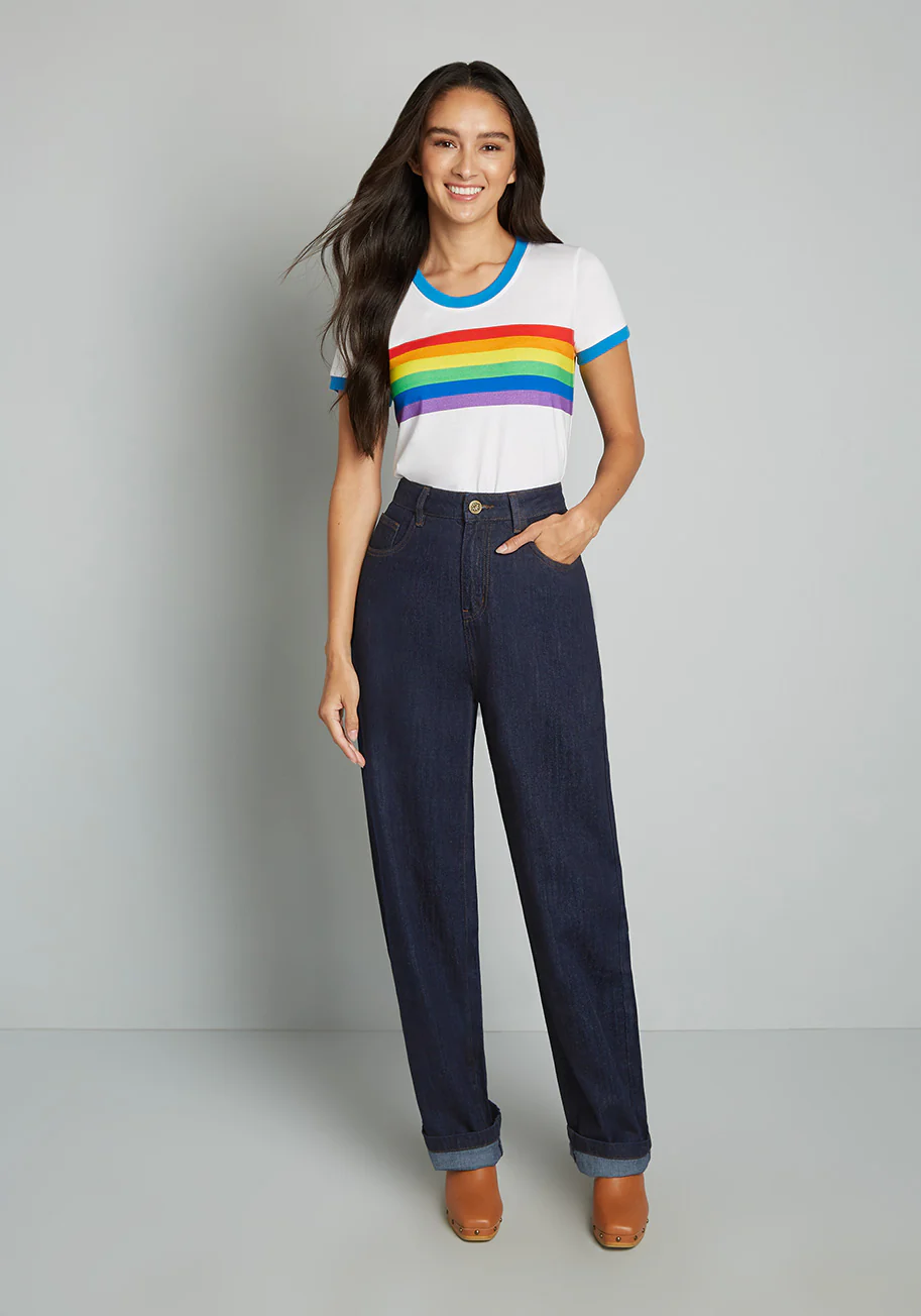 Rainbow In Tow Embroidered Jeans
