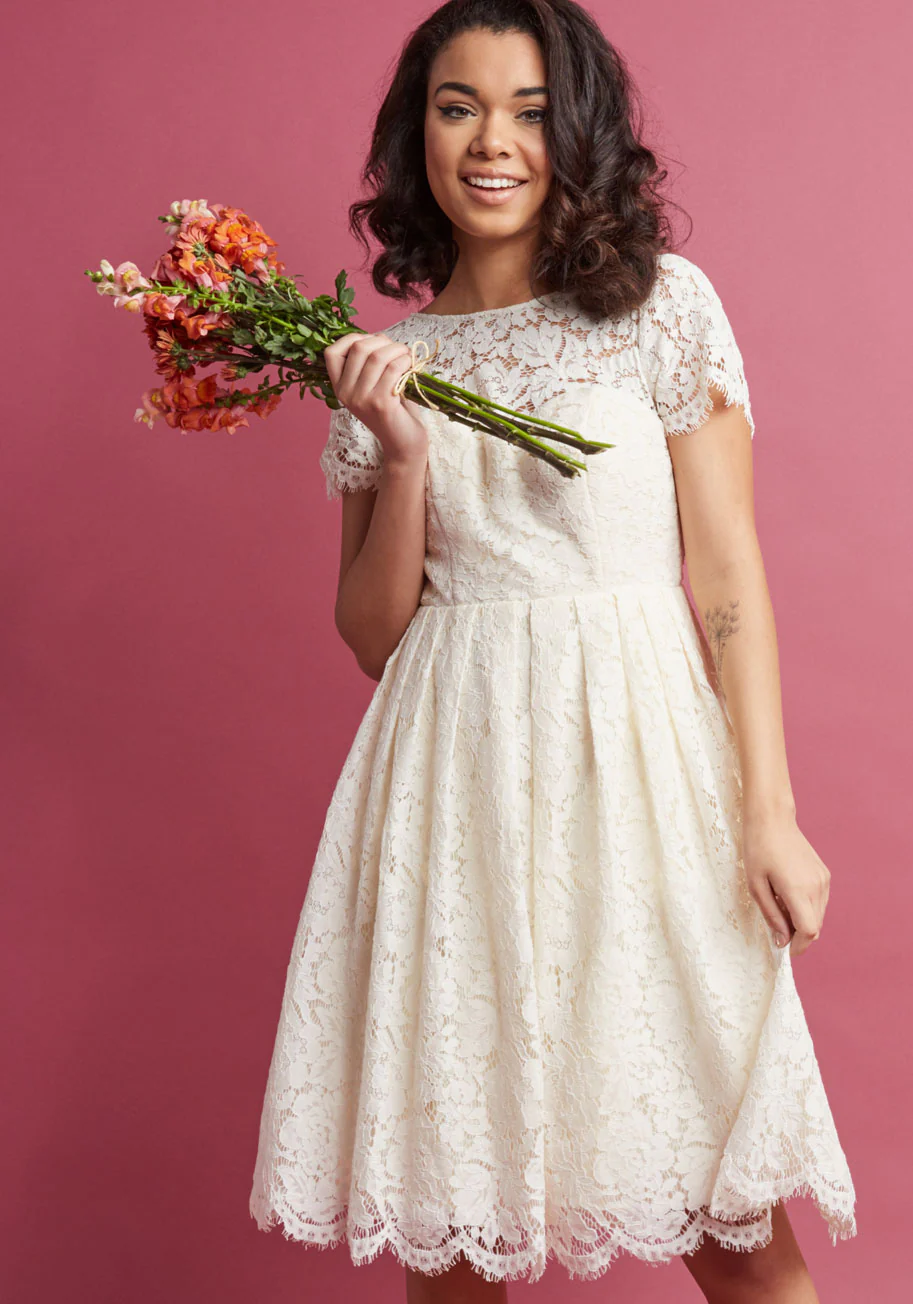 Jenny Yoo Wear and Wow Fit and Flare Dress in Ivory