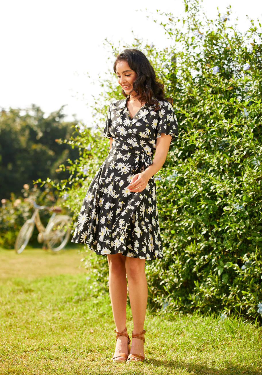 Just Wandering Camp Collar Wrap Dress