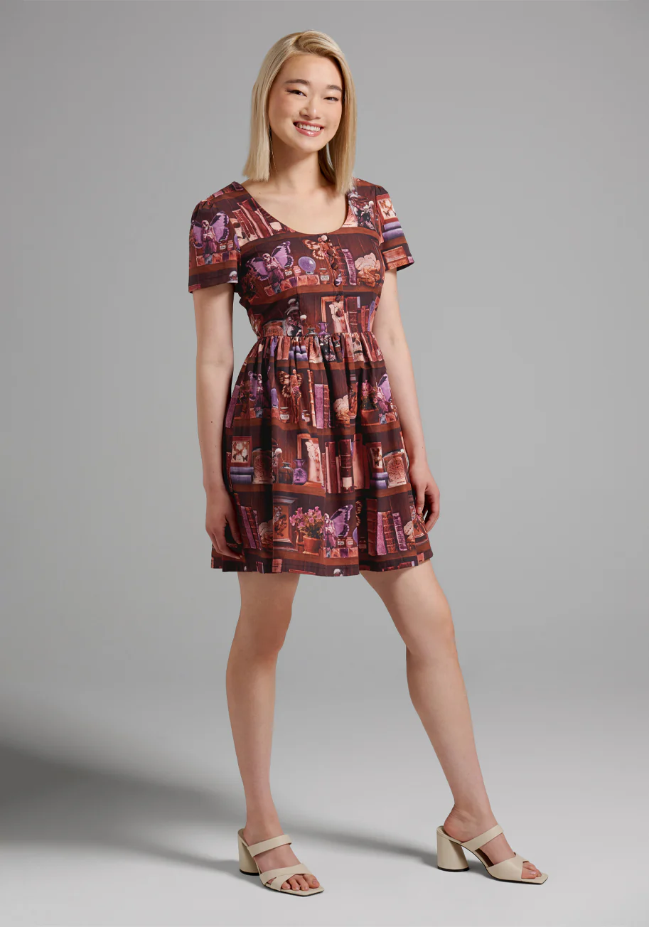 Shadows and Bookshelves Skater Dress