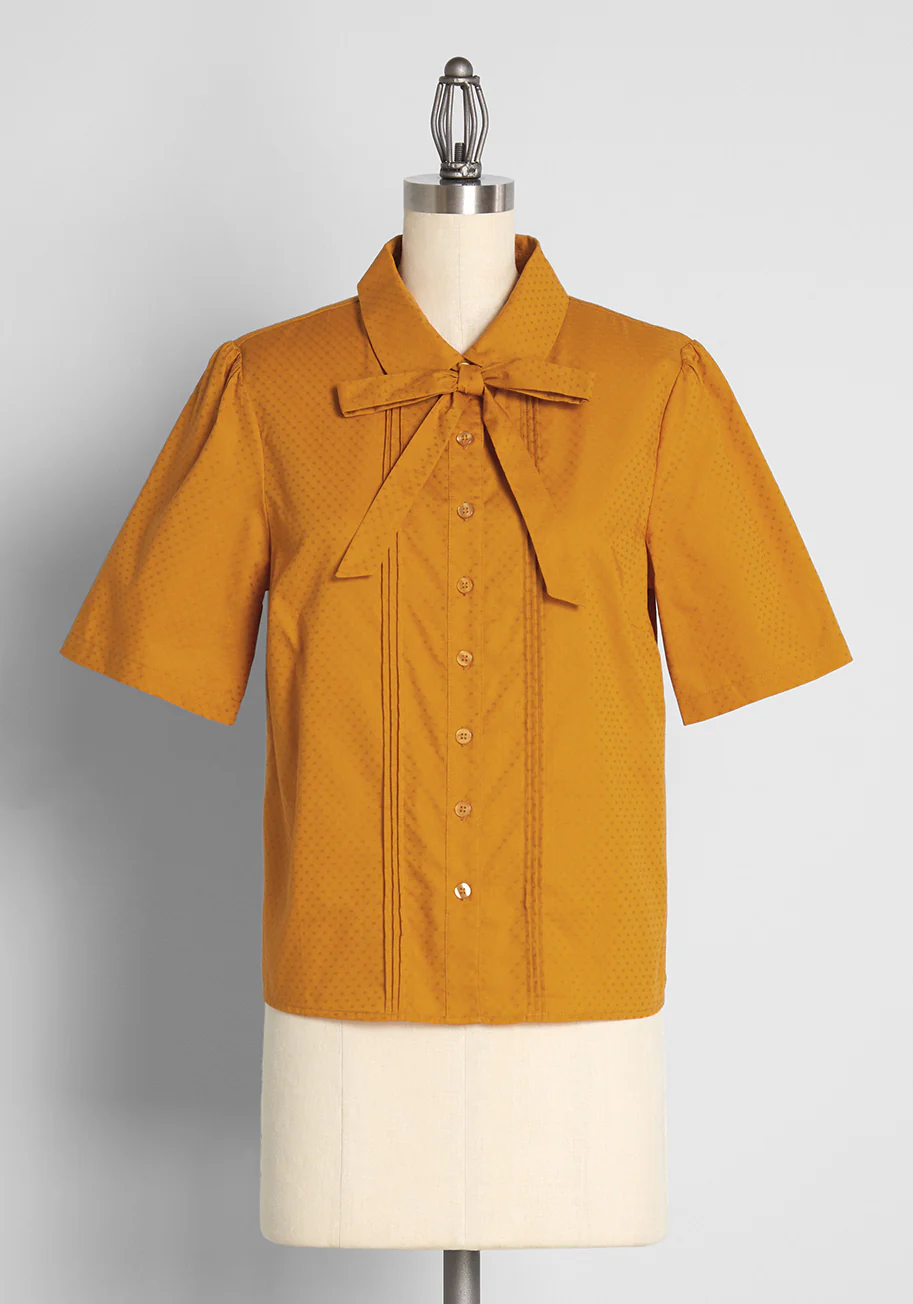 Merry Times in Marigold Tie-Neck Blouse