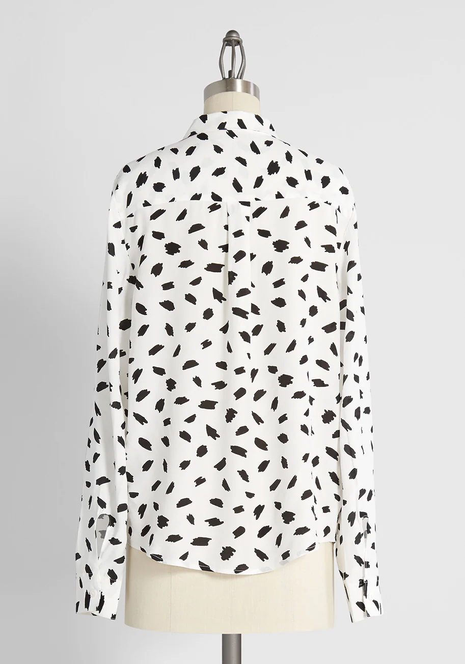 Stroked On Spots Button-Up Top