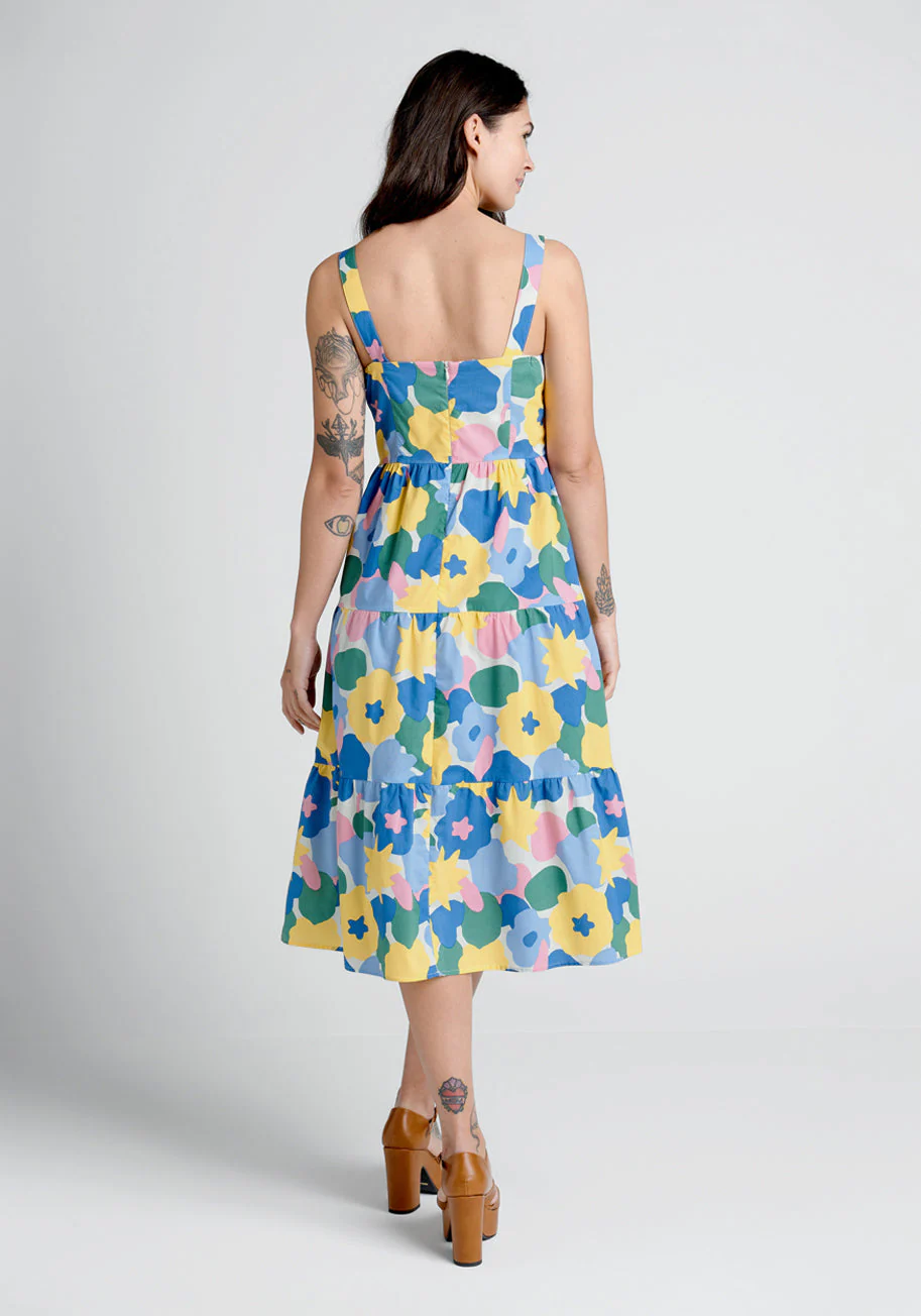 Blossoms In The Breeze Tiered Midi Dress