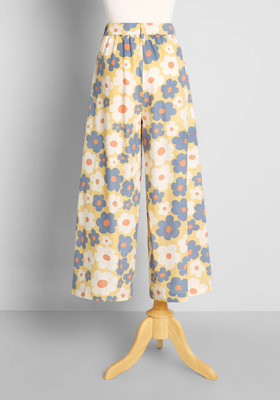 Blooming and Bubbly Wide-Leg Pants
