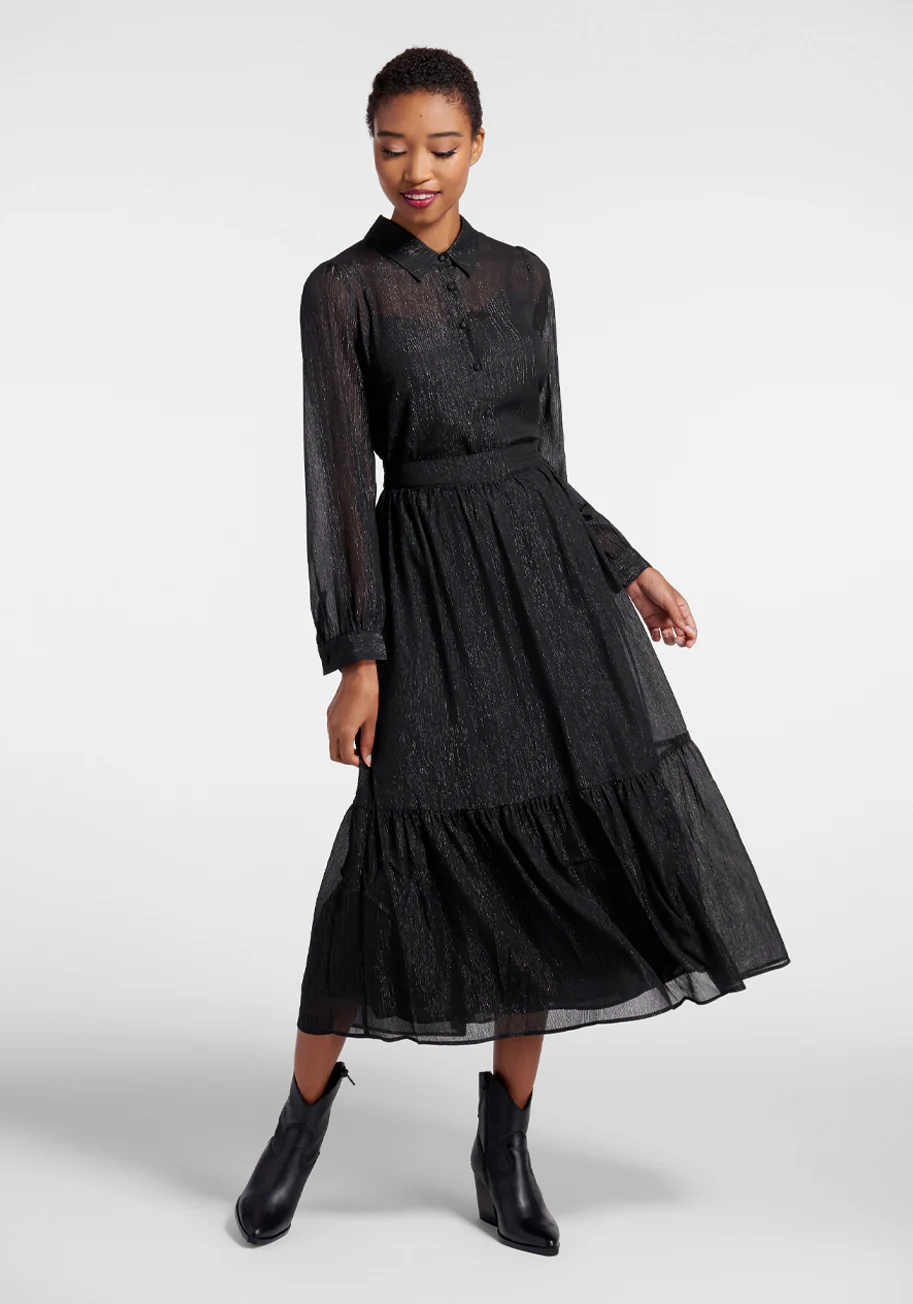 Shimmering Rainfall Midi Skirt