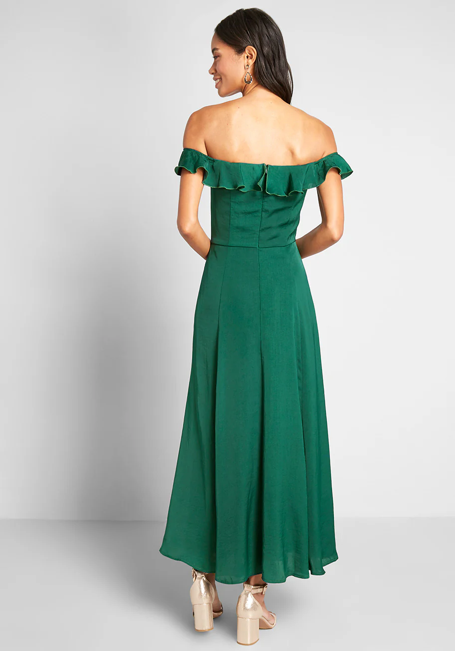 Ruffled and Radiant Off-the-Shoulder Dress