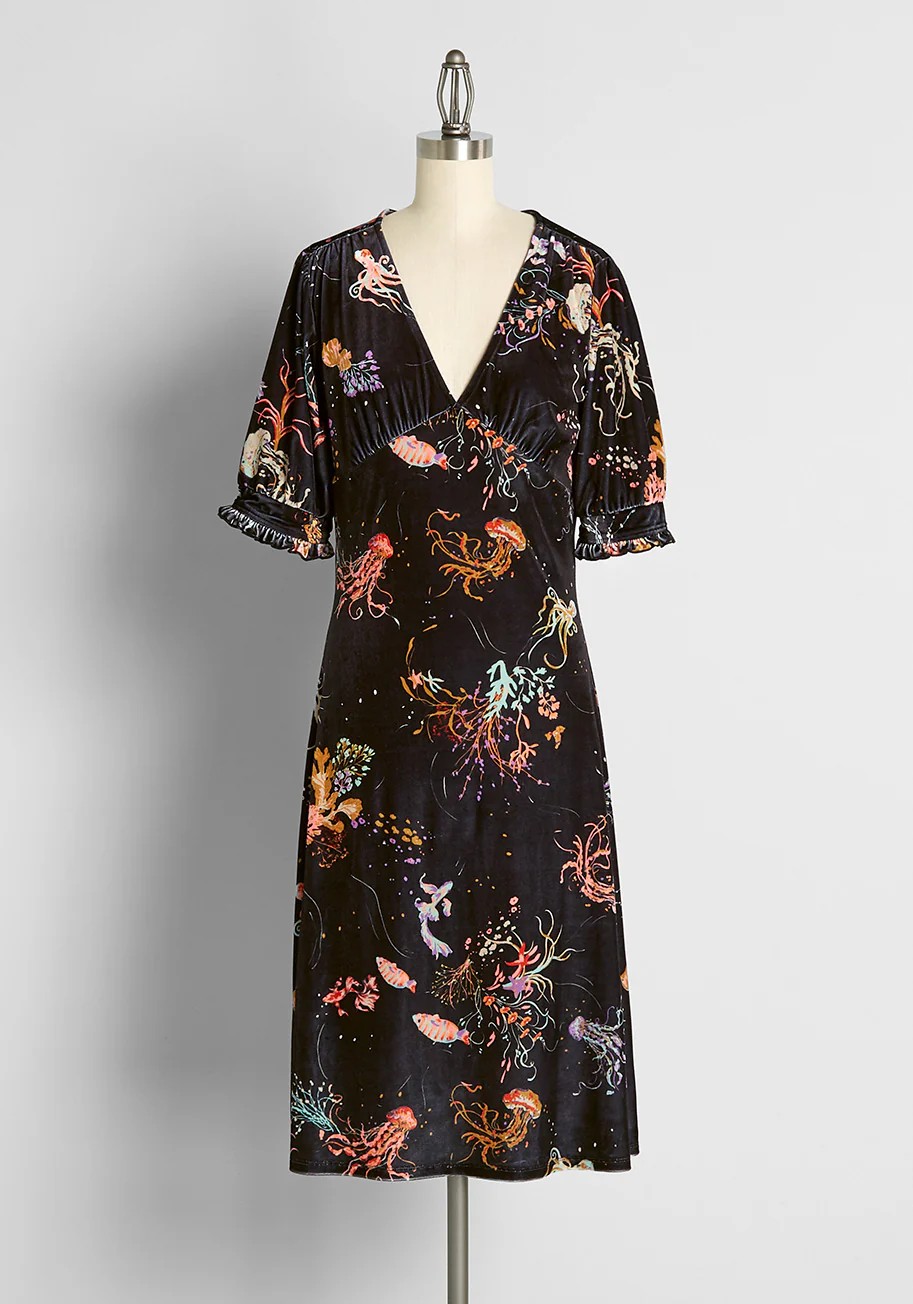 Can't Go Unnoticed Velvet Midi Dress