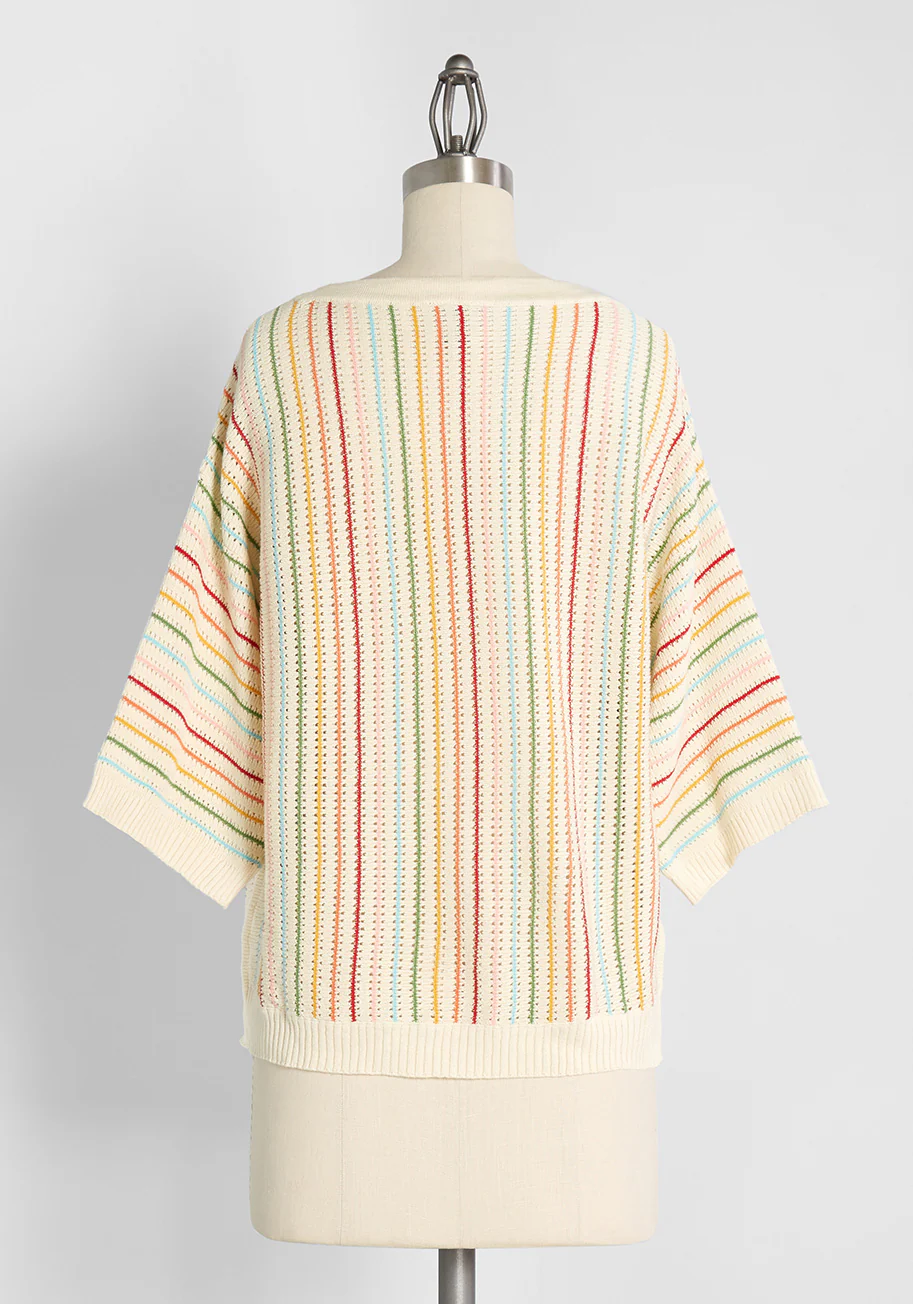 Close Knit In Rainbows Crochet Sweater Rainbow Stripe