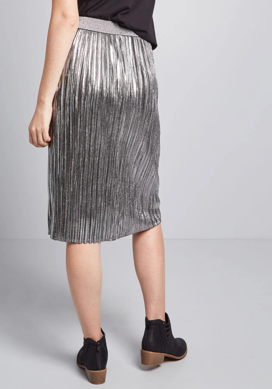 Fold Accountable Pleated Midi Skirt