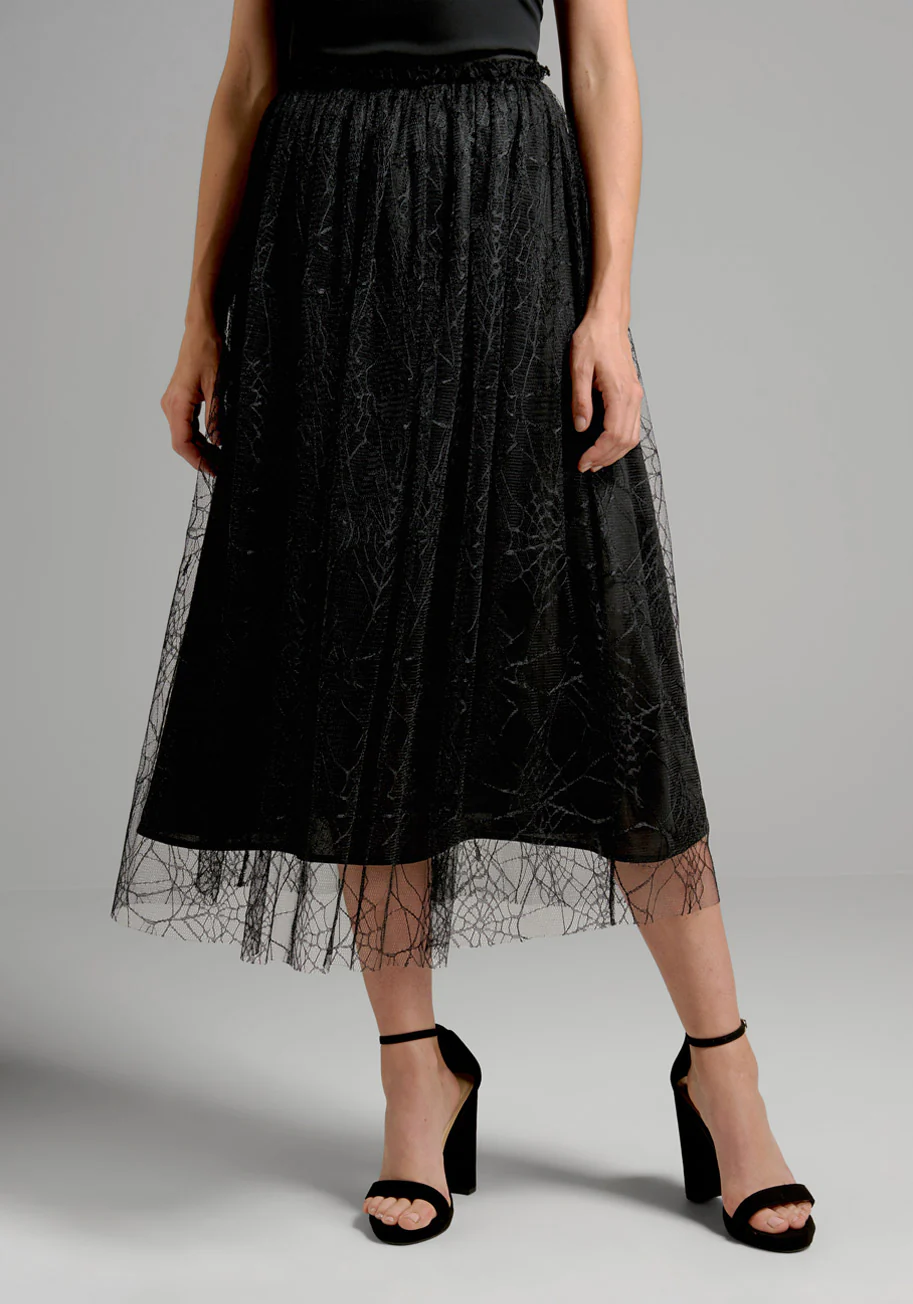 Along Came A Spider Midi Skirt