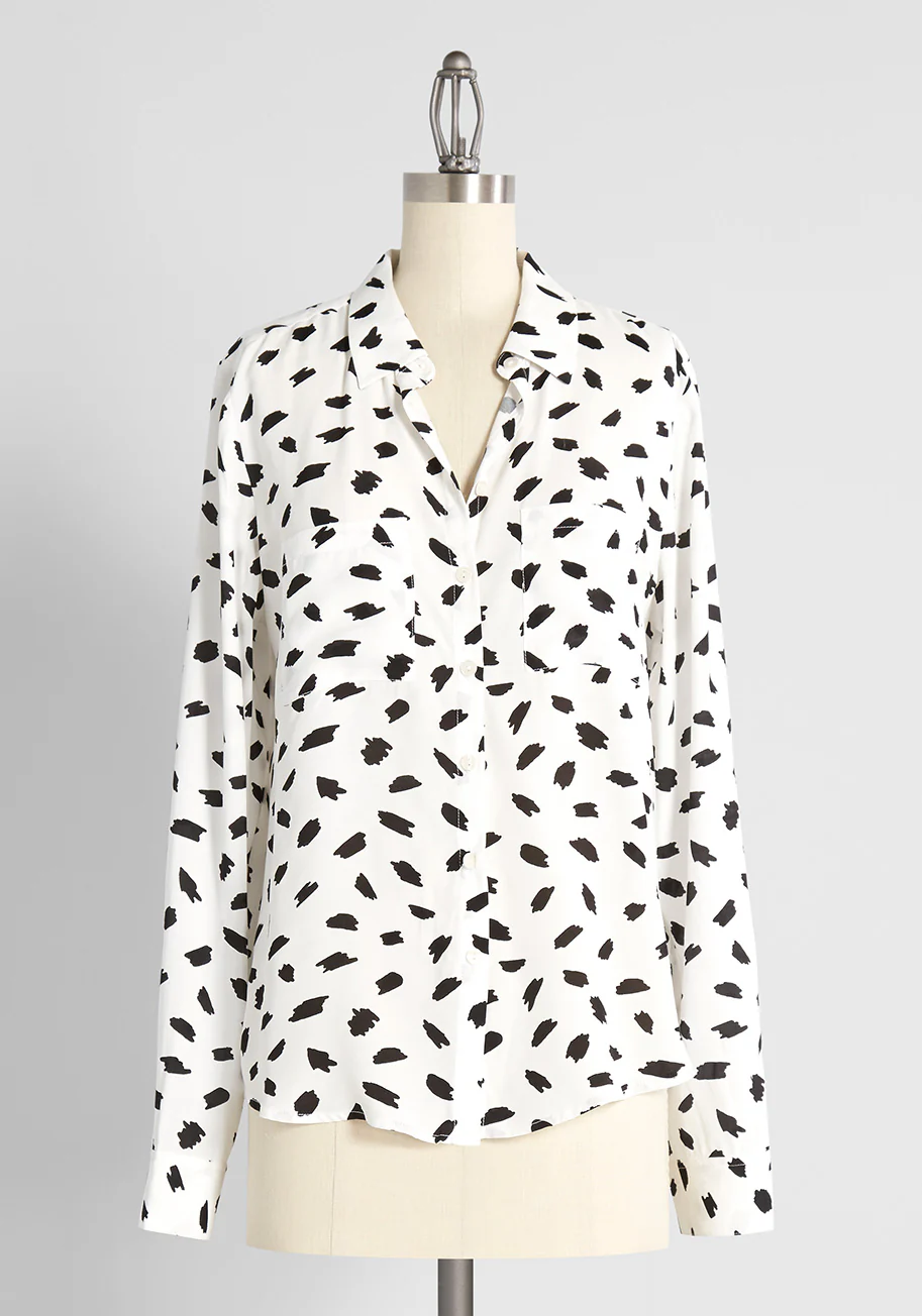 Stroked On Spots Button-Up Top