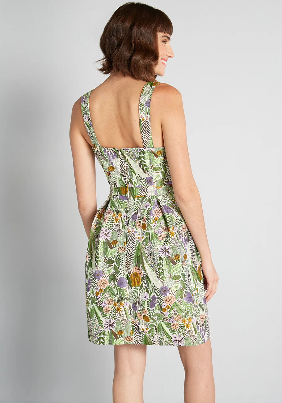 A Spring Garden Fling Fit and Flare Dress