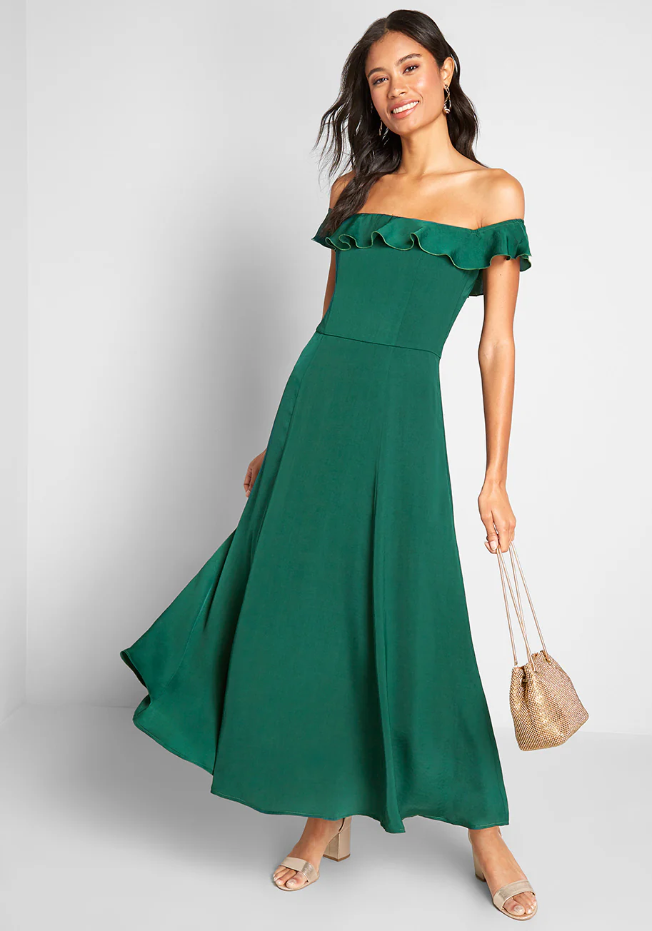 Ruffled and Radiant Off-the-Shoulder Dress
