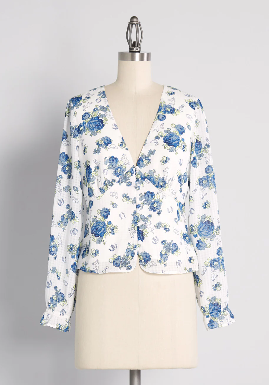 Rodeo Rose Button-Up Top